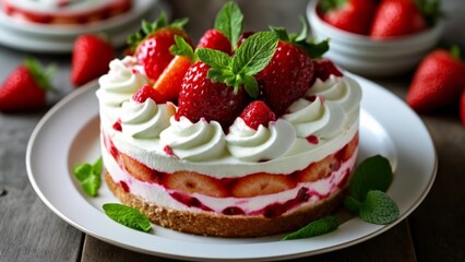  Deliciously fresh strawberry shortcake ready to be savored