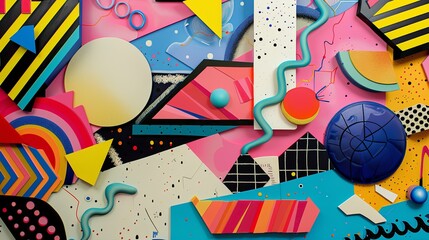 Vibrant Abstract Geometric Art with Bold Colors