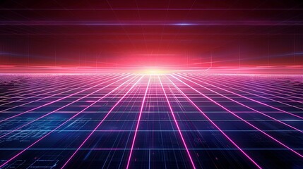 Neon Lights Pathway at Sunset