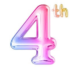 4th Anniversary Gradient Number 3D