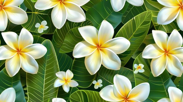 Seamless pattern background featuring frangipani flowers