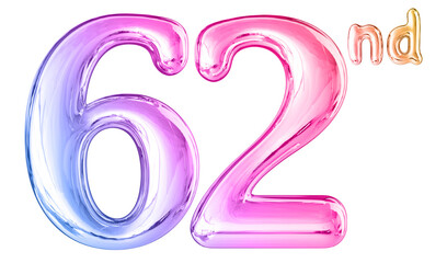 62nd Anniversary Gradient Number 3D