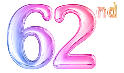 62nd Anniversary Gradient Number 3D