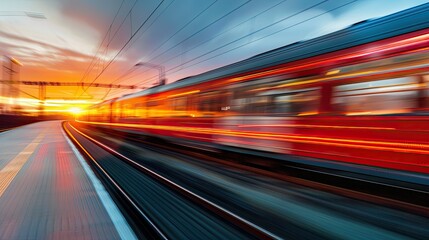 Motion blur of fast-moving train