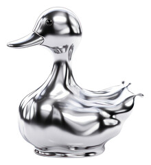 PNG Dripping duck animal silver metal.