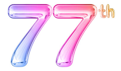 77th Anniversary Gradient Number 3D