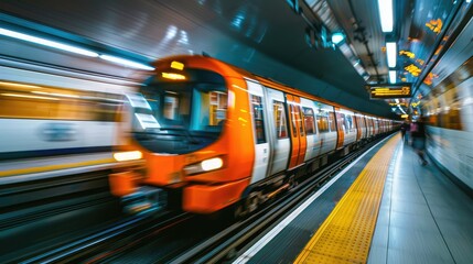 Fototapeta premium Motion blur of fast-moving train