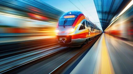 Obraz premium Motion blur of fast-moving train