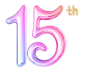 15th Anniversary Gradient Number 3D