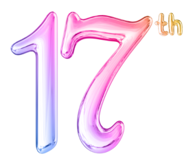 17th Anniversary Gradient Number 3D