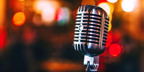 Neonlit microphone headphones on black stand in recording studio for podcastingstreaming. Concept Recording Studio Setup, Neon Lighting, Podcasting Gear, Headphones Stand, Technology Audio Production