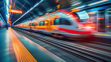 Fototapeta premium Motion blur of fast-moving train