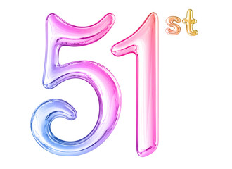 51st Anniversary Gradient Number 3D