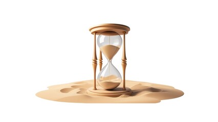 Alarm Clock and Hourglass Pictures on White Background, Capturing the Essence of Time