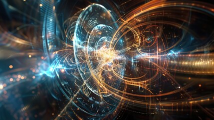 Obraz premium Abstract techno quantum entanglement concept