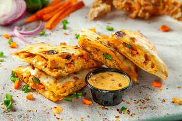 Moroccan flavoured stuffed naan bread, food fusion.