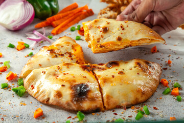 Moroccan flavoured stuffed naan bread, food fusion.
