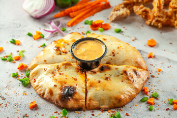 Moroccan flavoured stuffed naan bread, food fusion.