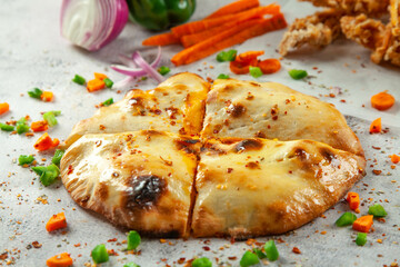 Moroccan flavoured stuffed naan bread, food fusion.
