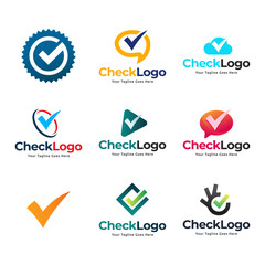Set of Check mark vector icon logo design illustration
