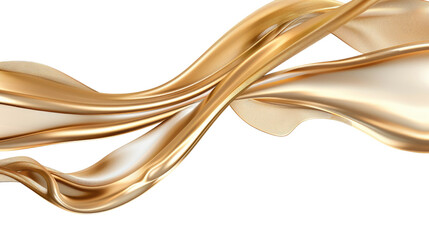 Abstract gold wave ribbon isolated on transparent background