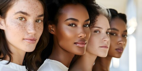 Obraz premium Beautiful Women with Radiant Skin A Diverse Portrait. Concept Portrait Photography, Beauty Shots, Skin Care Tips, Diversity and Inclusion, Radiant Complexion