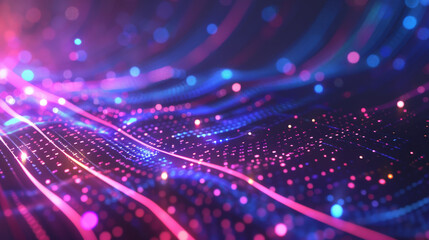 Obraz premium A colorful, abstract image with a purple and blue background and pink