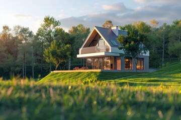 Obraz premium house on the grass, modern house concept real estate