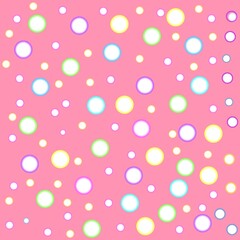 Multicoloured soap bubbles on pink background seamless pattern for your art work.