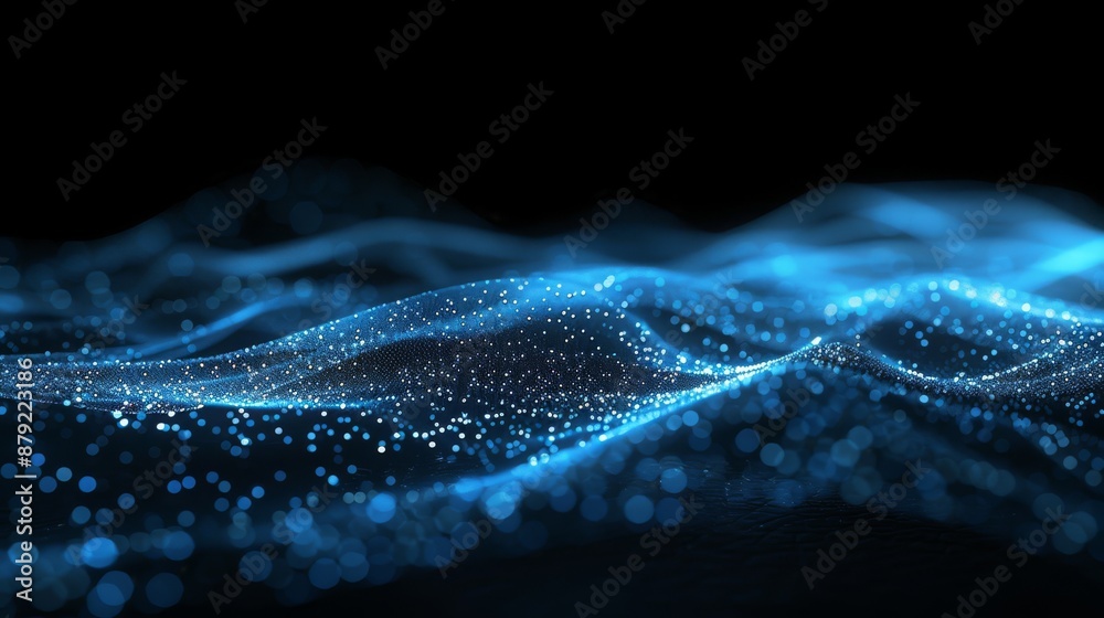 Poster abstract technology background. connecting dots and lines on a dark background. 3d rendering. 4k.