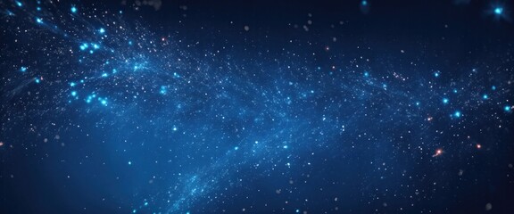 Obraz premium Fire embers particles over Blue background, Abstract dark glitter fire particles lights