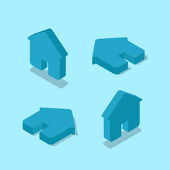 Home page isometric icon design. House 3d pictogram in modern style. Vector illustration