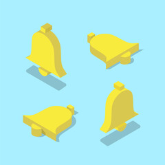 Notification bell in isometric modern style. Inbox message 3D symbol. Vector illustration