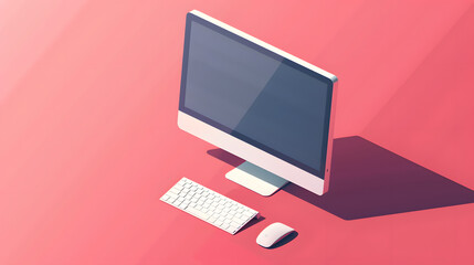 Fototapeta premium Blank Computer screen mock up isolated on pink background
