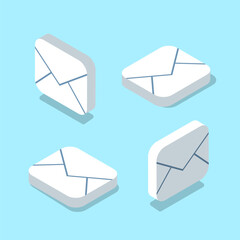 Isometric email icon set. Envelope 3d illustration. Letter vector design for web