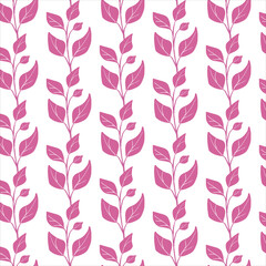 Seamless pattern autumn branch. Pink plant. Isolated object. Hand drown. Flat vector