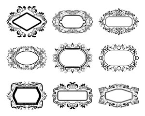 Set of patterned frames. Templates for book cover design in vintage style.