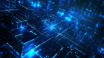 Fototapeta premium 3D rendering of a scientific technology data binary code network conveying connectivity, complexity, and data flood of the modern digital age