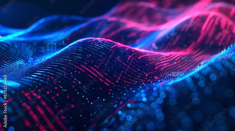 Poster cyber big data flow. blockchain data fields. coordinate streams in networks. concept of stock, digit