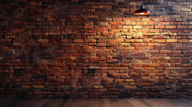 Fototapeta A brick wall with a lamp and empty space