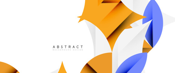 Minimal geometric elements on white. Petals, round triangles, star