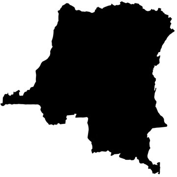 democratic republic of the congo map silhouette on transparent background