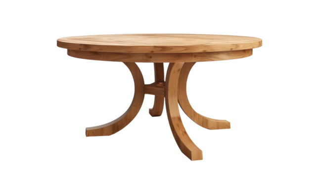 Wooden Round Table with Curved Legs