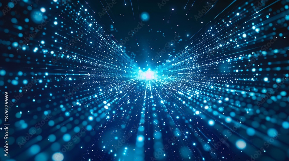 Poster conceptual image of abstract technology big data. motion of digital data flow. usage of block chain,