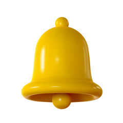 3d bell icon isolated on white background. Realistic render yellow ringing bell. Vector illustration