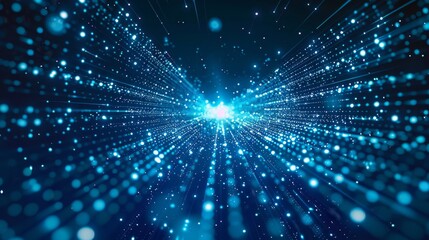 Obraz premium Conceptual image of abstract technology big data. Motion of digital data flow. Usage of block chain, server, and high-speed internet to transfer and store data sets.