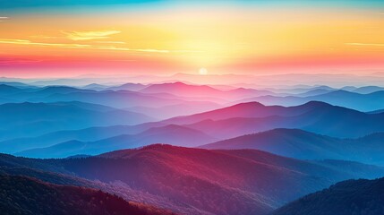 Obraz premium Glowing sunset casting warm light on mountains