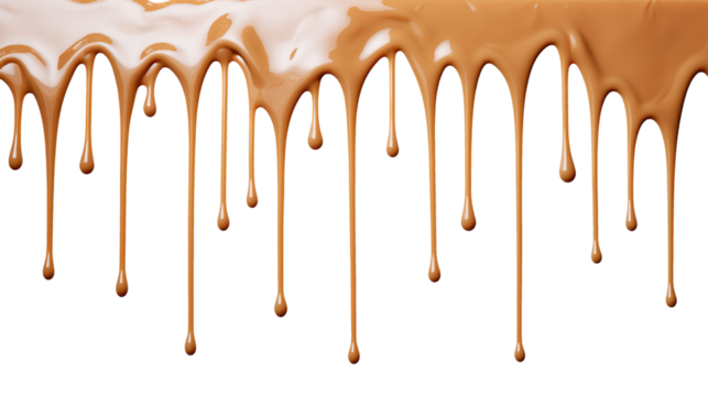 melted caramel dripping isolated on transparent white background, clipping path