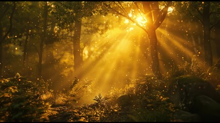 Fototapeta premium Glowing sunset casting warm light on mountains