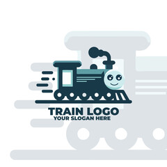 Flat Logo of Train in Vector Design